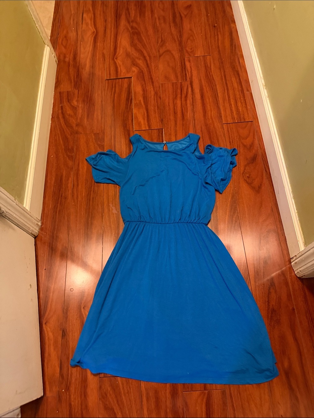 LOFT Bright Blue Cold-Shoulder Casual Dress